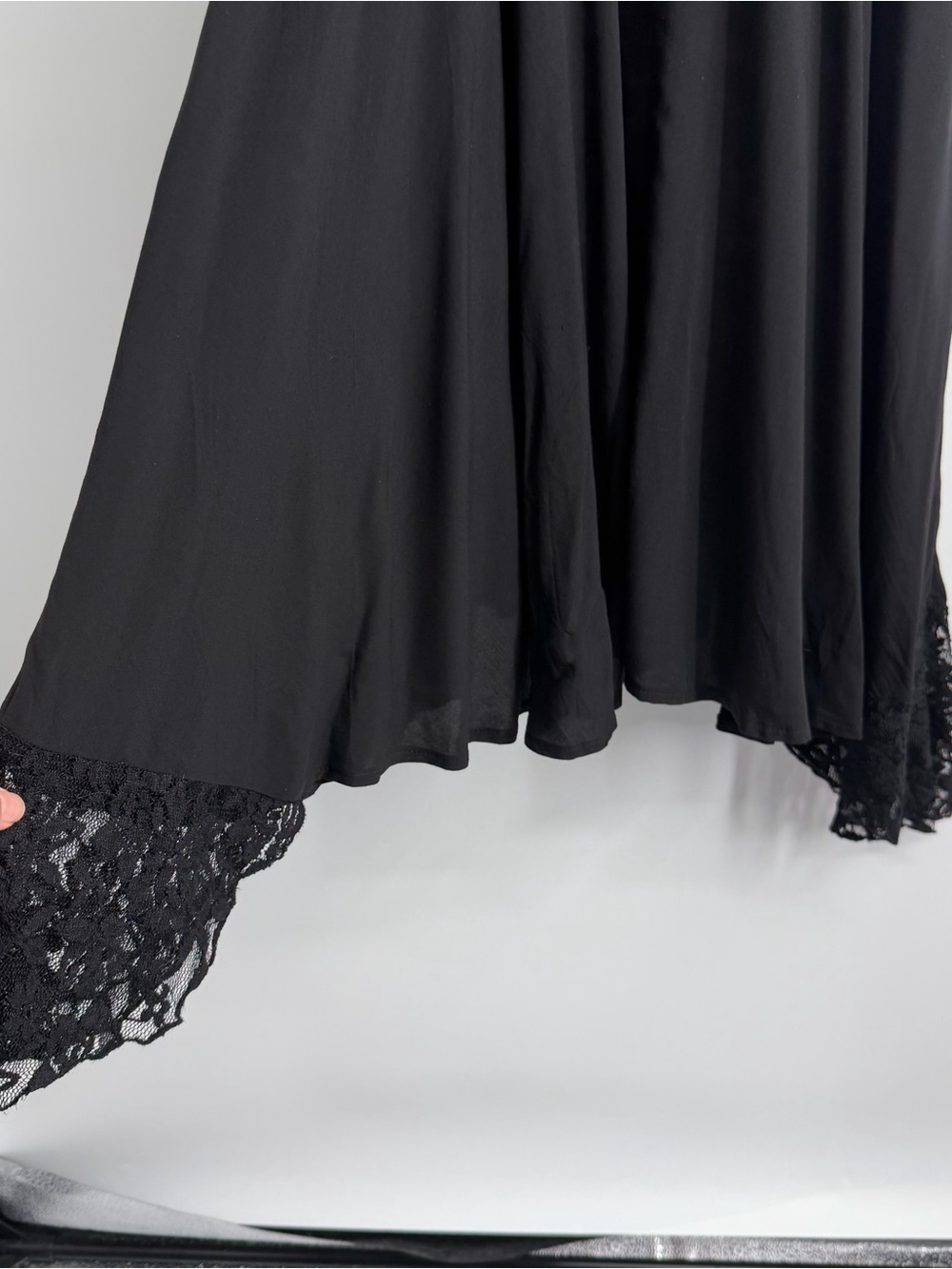 Umgee Black LBD Babydoll Asymmetrical Lace Slip Dress - Picture 7 of 13